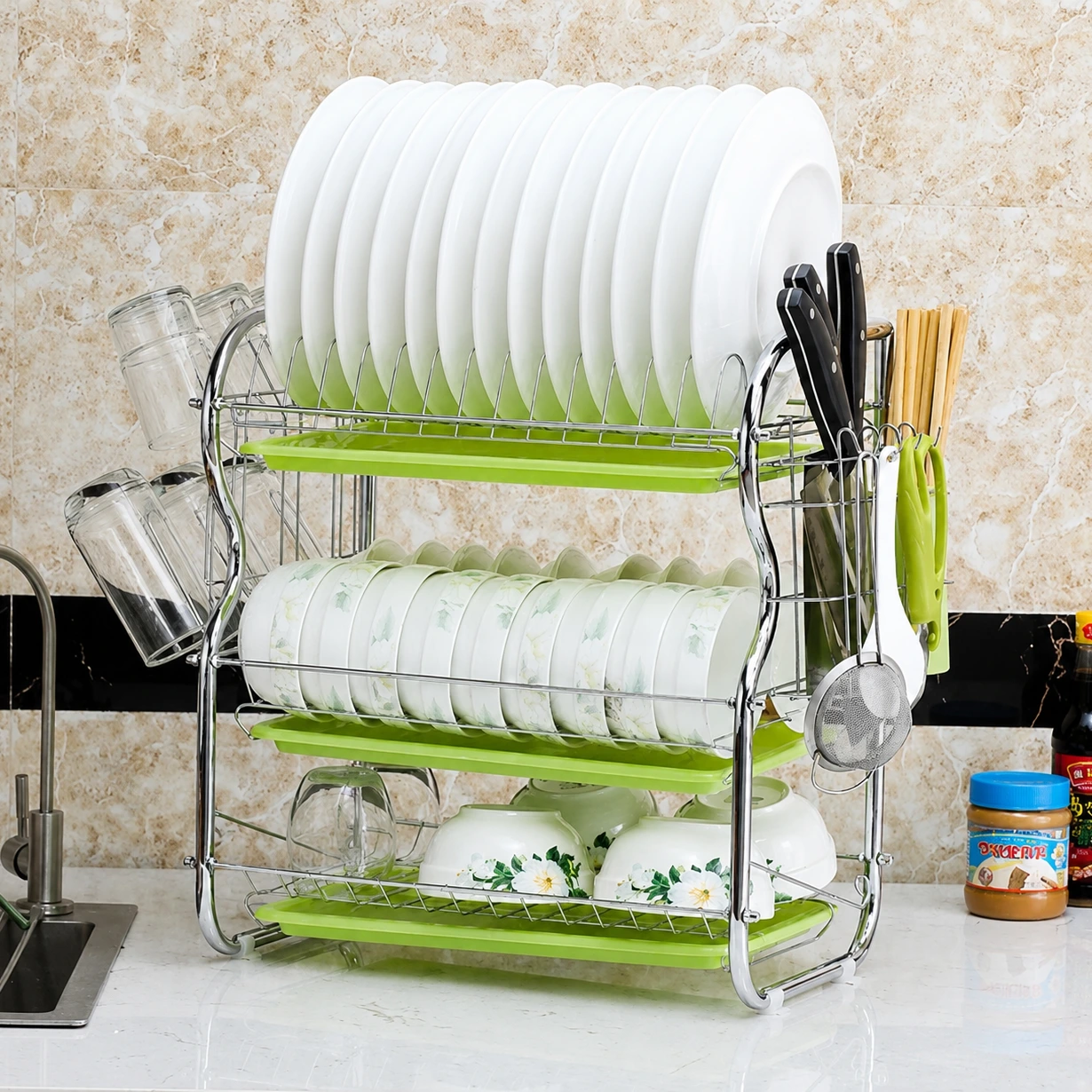 3 layer Kitchen Dish Rack ( S.S )